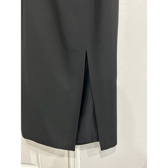 Vintage 90s Adrianna Papell Black Evening Long Skirt Front Slit Sz 14P - Picture 4 of 8